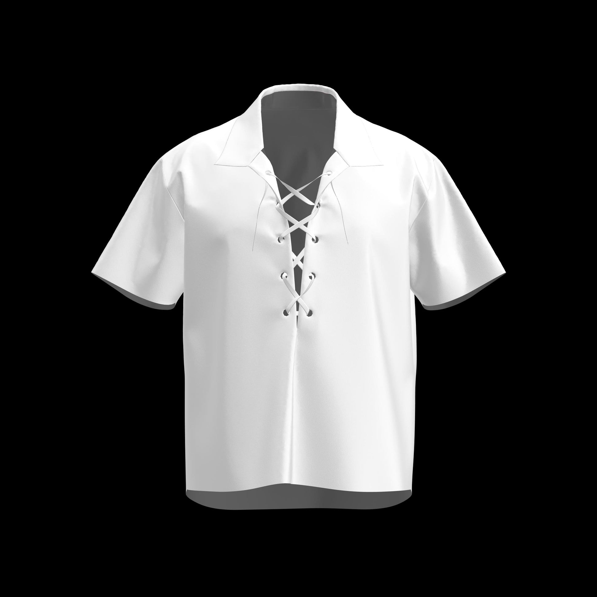 Men's Vintage Lace-Up Shirt 3D Garment Project File for CLO3D