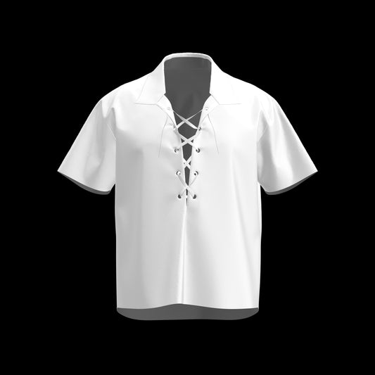 Men's Vintage Lace-Up Shirt 3D Garment Project File for CLO3D