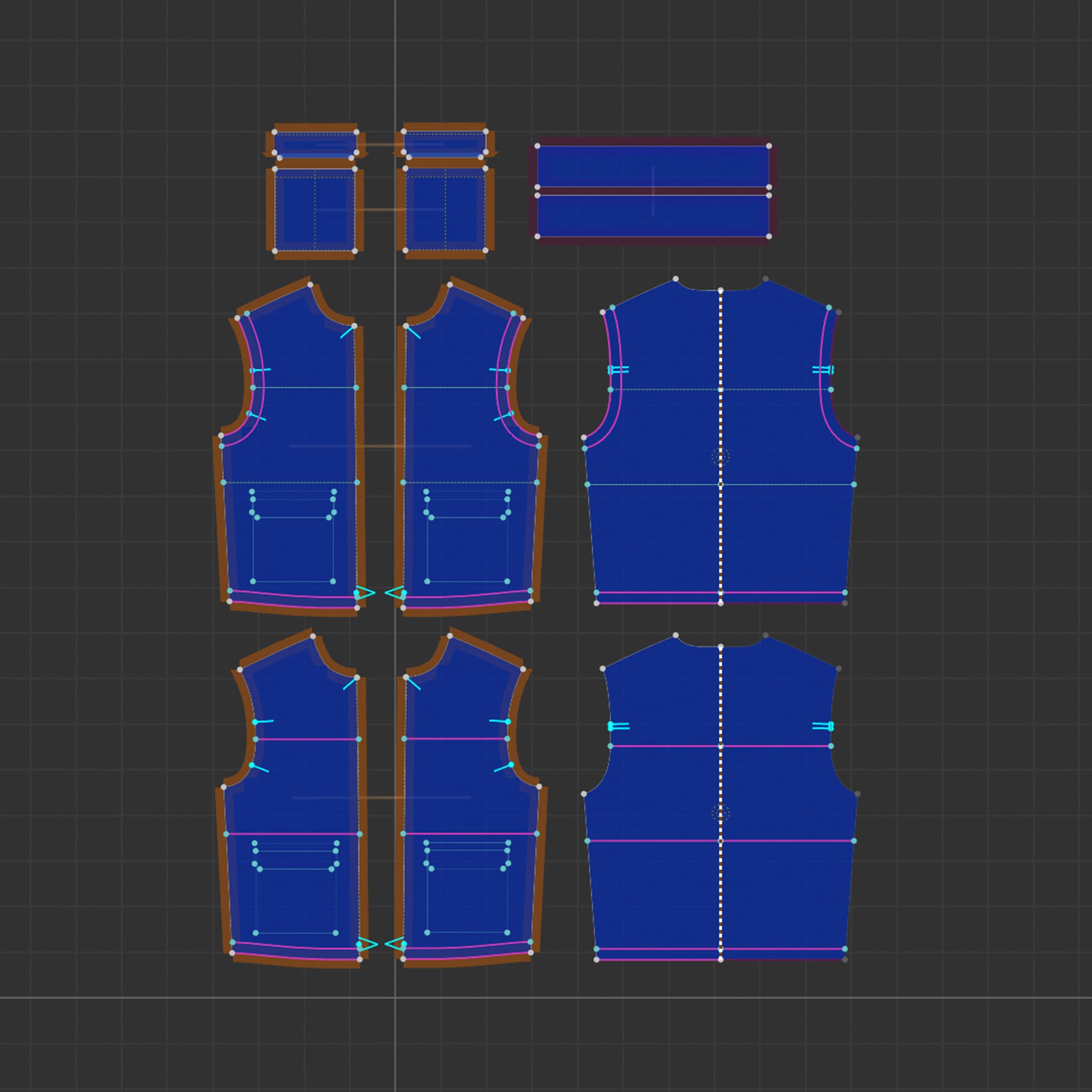 Free 3D Garment for CLO3D Marvelous Designer ZPAC ZPRJ File Download Digital Virtual Fashion 2D Pattern Mens Puffer Vest