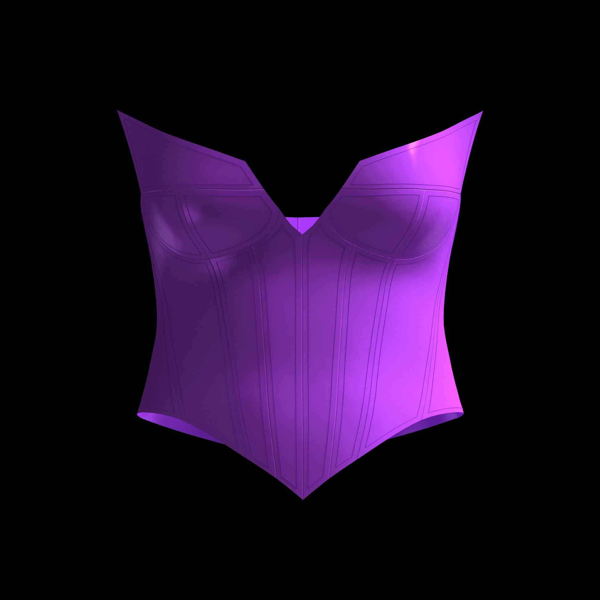 Womens Pointed Cupped Corset Bustier 3D Garment for CLO3D Marvelous Designer ZPAC ZPRJ File Download Digital Virtual Fashion 2D Pattern