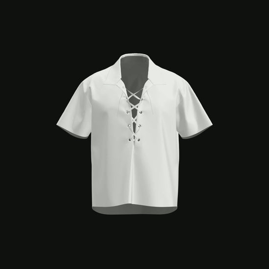 Men's Vintage Lace-Up Shirt 3D Garment Project File for CLO3D