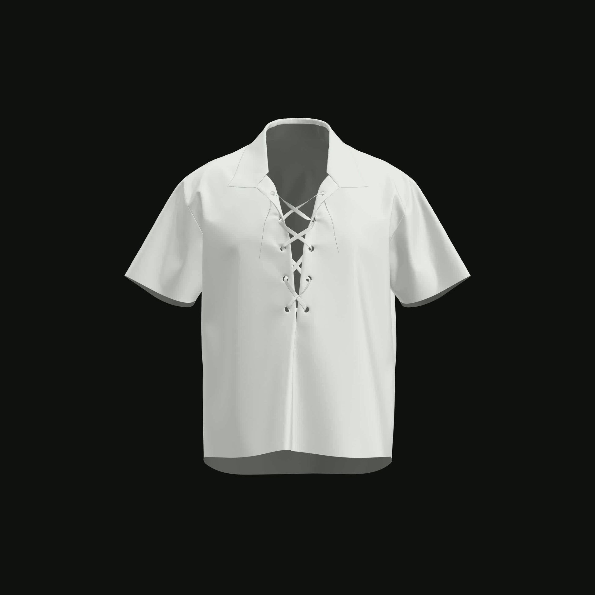 Men's Vintage Lace-Up Shirt 3D Garment Project File for CLO3D