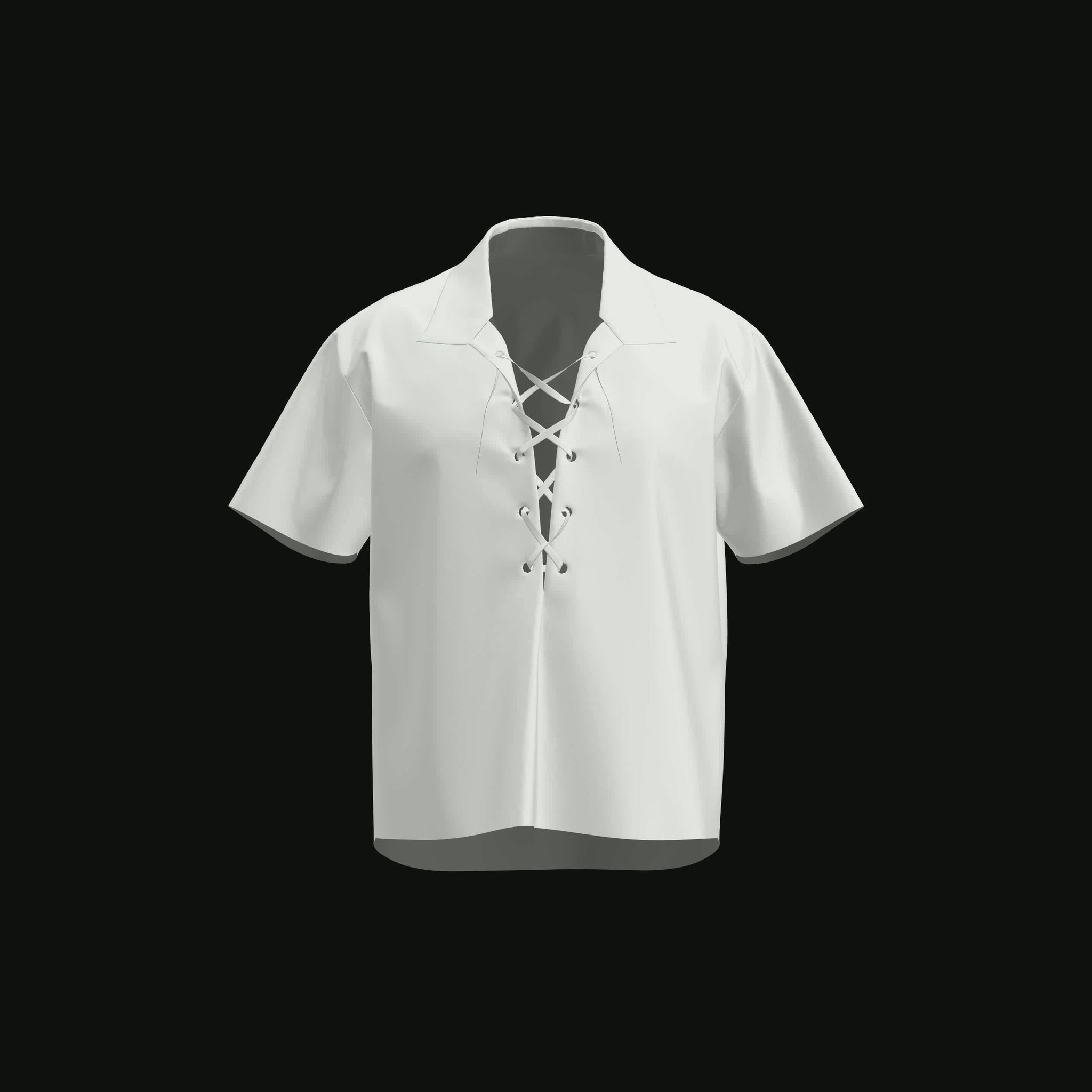 Men's Vintage Lace-Up Shirt 3D Garment Project File for CLO3D
